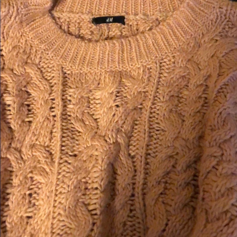 Cozy pink sweater.